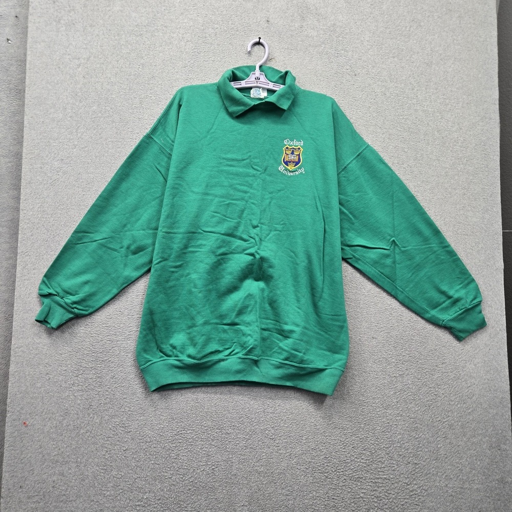 VINTAGE Oxford University Men Sweatshirt XTRA LARGE Green Embroidered Crest